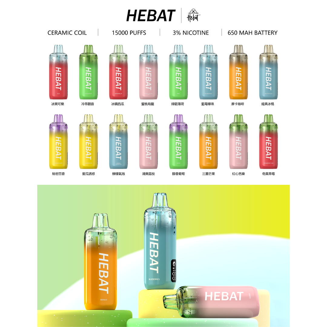Hebat 喜貝 15000Puffs 3%精準擊喉感 秒解癮不嗆辣 全新穩壓技術霧化細膩 每一口都層次鮮明 台灣現貨:圖片 2
