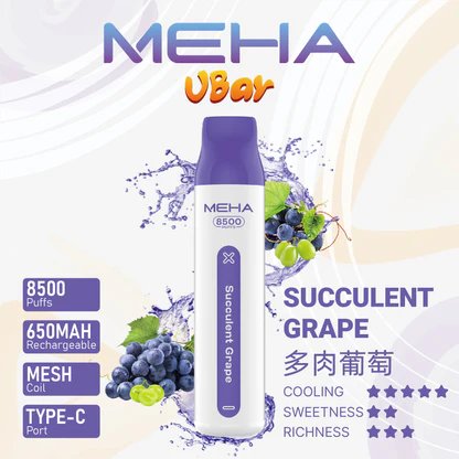 MEHA VBar 魅嗨小白條 8500 3% 醇熟尼古丁鹽 順滑入喉解癮更到位 小白條輕盈手感 綻放純粹果香 650mAh長效續航始終如一 台灣現貨:圖片 8