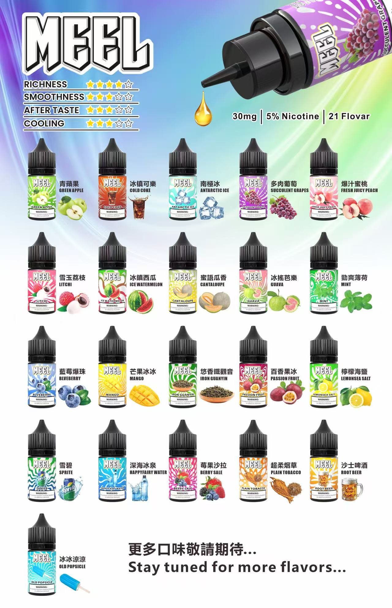 MEEL 專業級尼古丁鹽煙油 領航級霧化技術、細緻不噴油 5% 精準比例賦予柔順入喉感受 適配 RELX / SP2S / LANA注油主機 台灣現貨:圖片 2